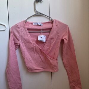 Bershka Pink Wrap Top